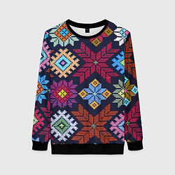 Свитшот женский Орнамент удмуртский, цвет: 3D-черный