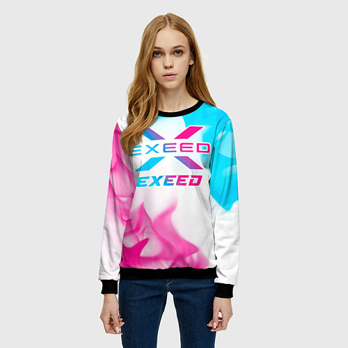 Женский свитшот Exeed neon gradient style / 3D-Черный – фото 3