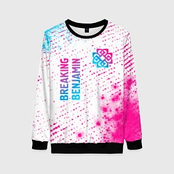 Свитшот женский Breaking Benjamin neon gradient style: надпись, си, цвет: 3D-черный