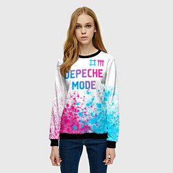 Свитшот женский Depeche Mode neon gradient style: символ сверху, цвет: 3D-черный — фото 2