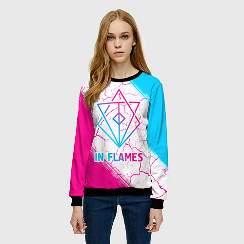 Женский свитшот In Flames neon gradient style / 3D-Черный – фото 3