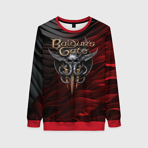 Женский свитшот Baldurs Gate 3 logo dark red black / 3D-Красный – фото 1