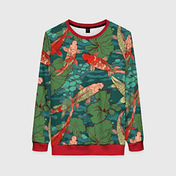 Свитшот женский Паттерн карпы кои, цвет: 3D-красный