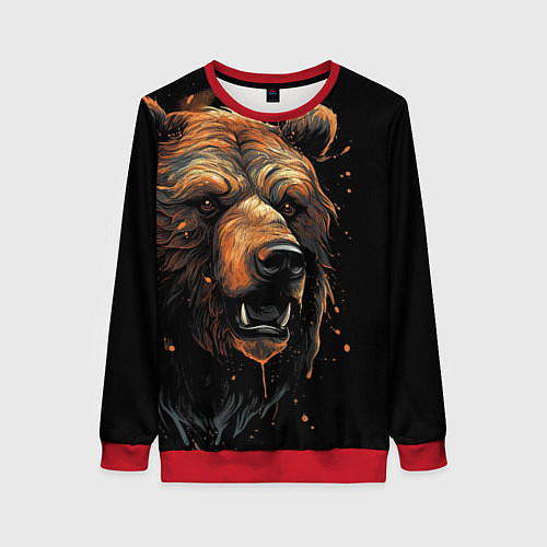 Женский свитшот Бурый медведь / 3D-Красный – фото 1