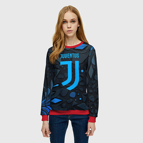 Женский свитшот Juventus blue logo / 3D-Красный – фото 3