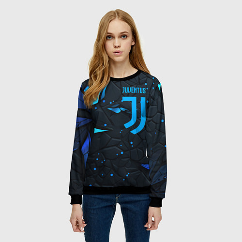 Женский свитшот Juventus abstract blue logo / 3D-Черный – фото 3