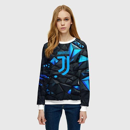 Женский свитшот Blue logo Juventus / 3D-Белый – фото 3