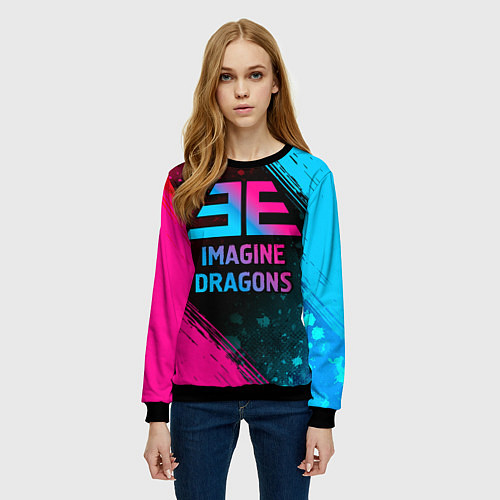 Женский свитшот Imagine Dragons - neon gradient / 3D-Черный – фото 3