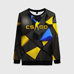 Свитшот женский CSGO blue yellow abstract, цвет: 3D-черный