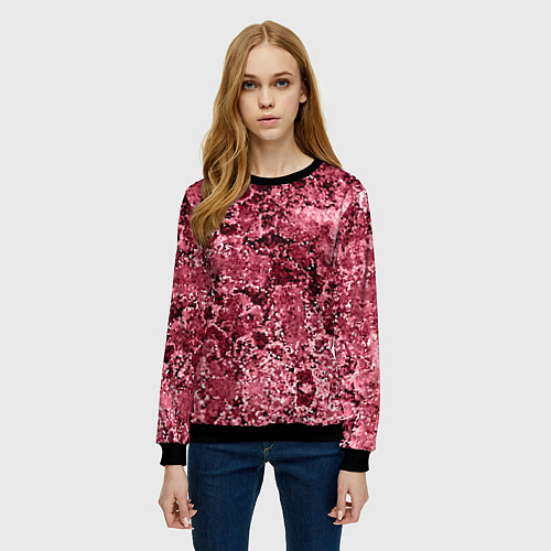 Женский свитшот Мозаичный узор в коричнево-красных тонах / 3D-Черный – фото 3