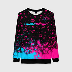 Свитшот женский Lamborghini - neon gradient: символ сверху, цвет: 3D-черный