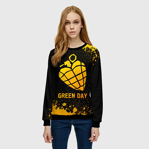 Женский свитшот Green Day - gold gradient / 3D-Черный – фото 3