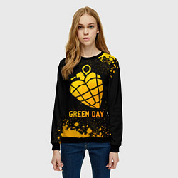 Свитшот женский Green Day - gold gradient, цвет: 3D-черный — фото 2