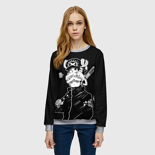 Женский свитшот Трафальгар и Чоппер - Ван пис / 3D-Меланж – фото 3