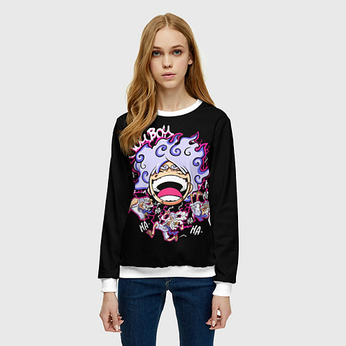 Женский свитшот Веселый 5 Гир Луффи / 3D-Белый – фото 3