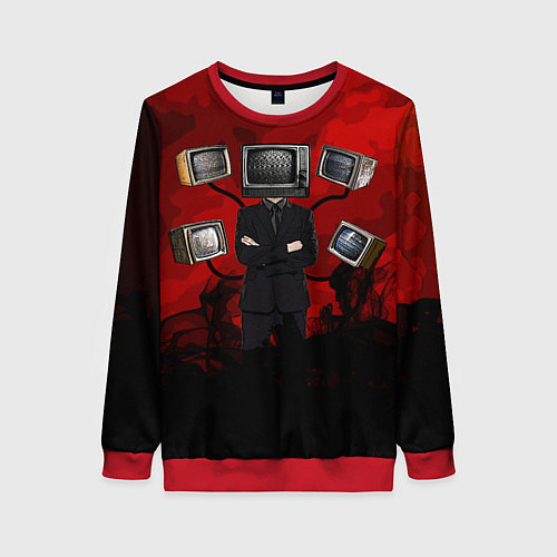Женский свитшот Skibidi toilet Tv Man / 3D-Красный – фото 1