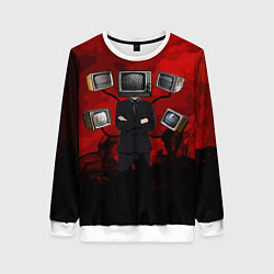 Свитшот женский Skibidi toilet Tv Man, цвет: 3D-белый