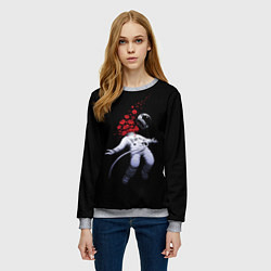 Свитшот женский Скафандр и розы, цвет: 3D-меланж — фото 2