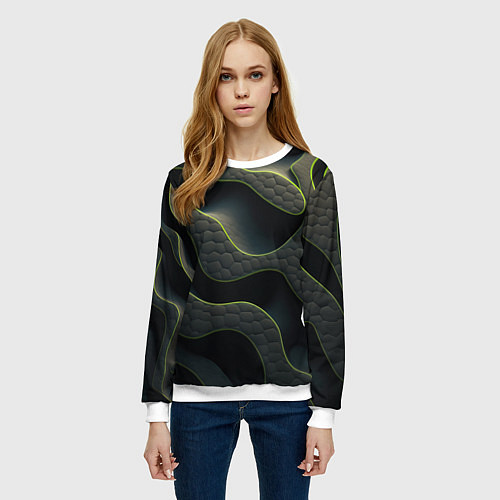 Женский свитшот Объемная темная текстура / 3D-Белый – фото 3