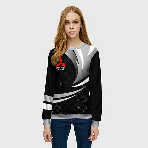 Женский свитшот Митсубиси - строгие оттенки / 3D-Меланж – фото 3