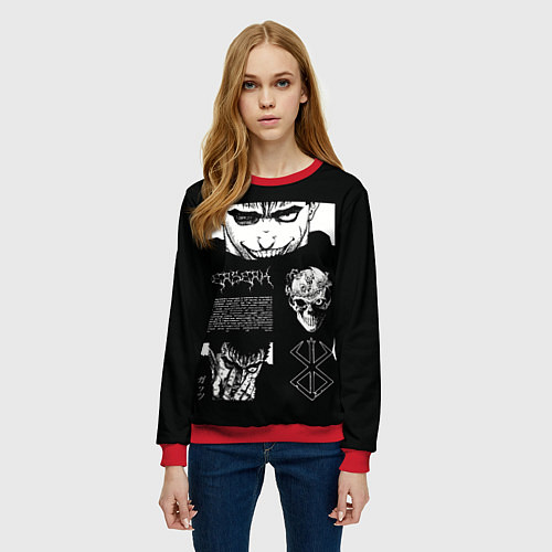 Женский свитшот Взгляд Берсерка / 3D-Красный – фото 3