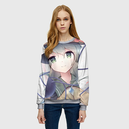 Женский свитшот Touhou Project Улыбающаяся Койши Комейдзи / 3D-Меланж – фото 3