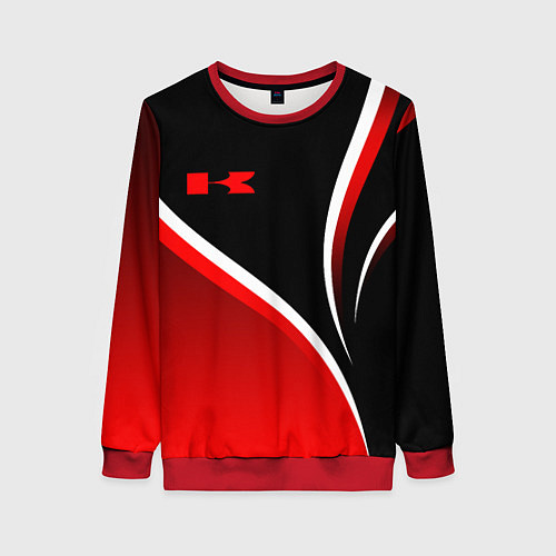 Женский свитшот Кавасаки - красные волны / 3D-Красный – фото 1