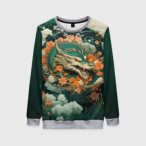 Женский свитшот Облачный дракон Irezumi / 3D-Меланж – фото 1