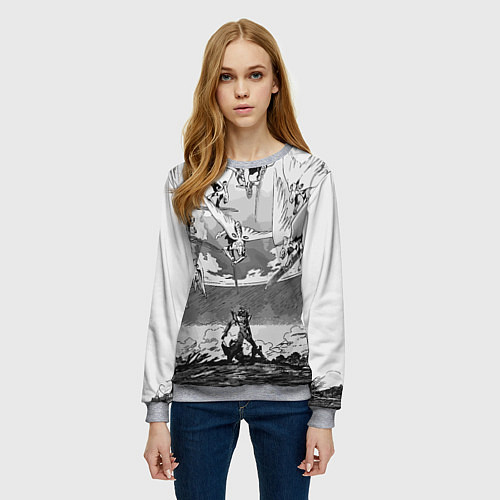 Женский свитшот Нападение ангелов - Евангелион / 3D-Меланж – фото 3