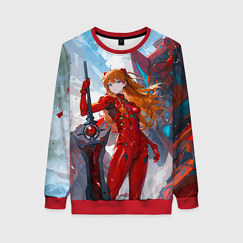 Женский свитшот Аска Еванеглион / 3D-Красный – фото 1