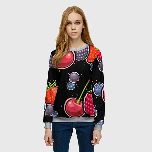 Женский свитшот Плоды и ягоды / 3D-Меланж – фото 3