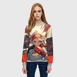 Свитшот женский Девушка-боец, цвет: 3D-меланж — фото 2
