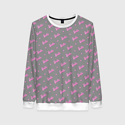 Женский свитшот Паттерн - Барби и серый фон