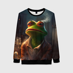Свитшот женский Frog Pepe, цвет: 3D-черный