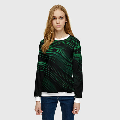 Женский свитшот Dark green texture / 3D-Белый – фото 3