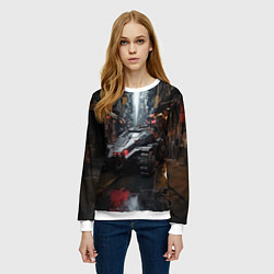 Свитшот женский Гусеничный броневик, цвет: 3D-белый — фото 2