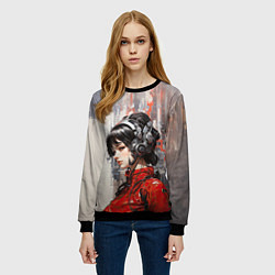 Свитшот женский Девушка-оператор, цвет: 3D-черный — фото 2
