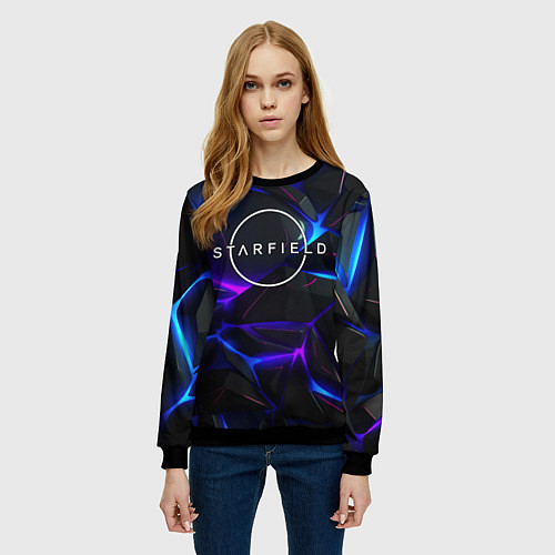 Женский свитшот Starfield game logo / 3D-Черный – фото 3