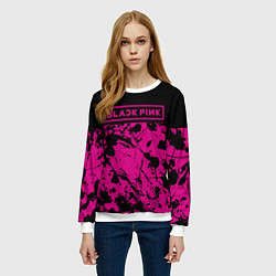 Свитшот женский Black pink - emblem - pattern - music, цвет: 3D-белый — фото 2