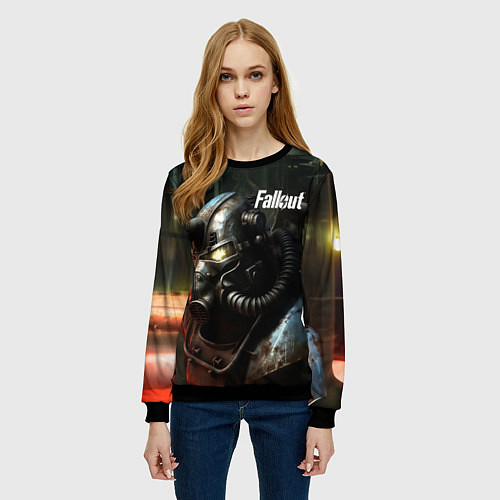 Женский свитшот Fallout dark style / 3D-Черный – фото 3