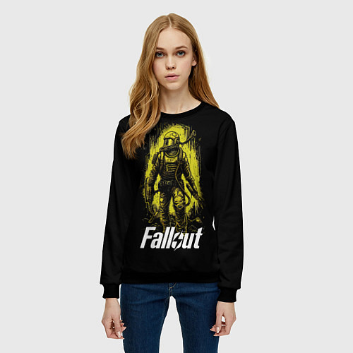 Женский свитшот Fallout green style / 3D-Черный – фото 3