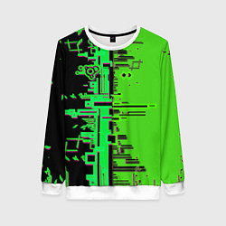 Женский свитшот Кибер-глитч зелёный
