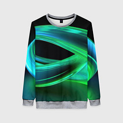 Свитшот женский Green lines abstract, цвет: 3D-меланж