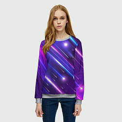Свитшот женский Неоновый звездопад - полосы, цвет: 3D-меланж — фото 2