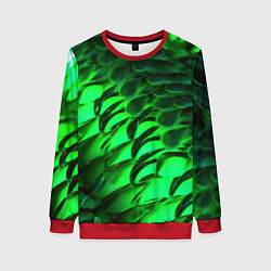 Свитшот женский Зеленая объемная текстура, цвет: 3D-красный