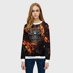 Свитшот женский Baldurs Gate 3 fire logo, цвет: 3D-белый — фото 2