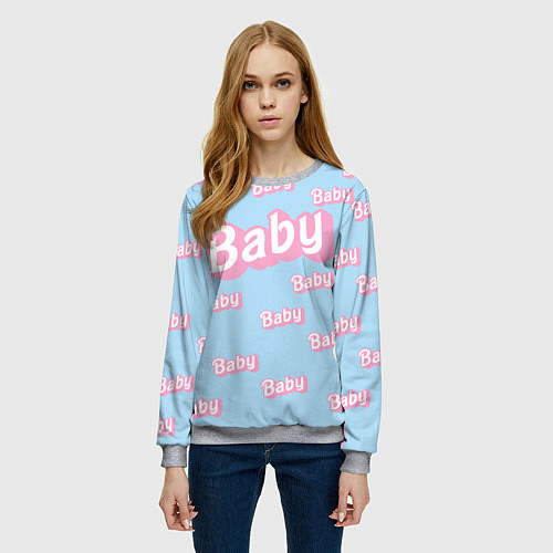 Женский свитшот Baby - Barbie style: blue pattern / 3D-Меланж – фото 3