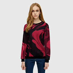 Свитшот женский Абстрактный бордовый размытый, цвет: 3D-черный — фото 2