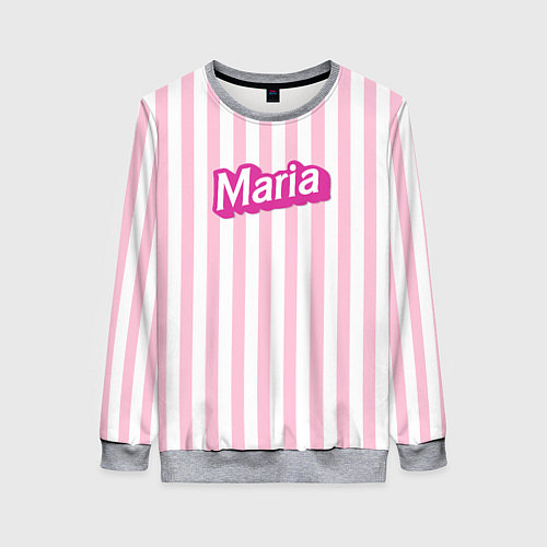 Женский свитшот Имя Мария в стиле Барби: розовая полоска / 3D-Меланж – фото 1