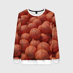 Свитшот женский Узор с баскетбольными мячами, цвет: 3D-белый
